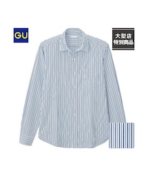 GU | （GU）ブロードストライプシャツ（長袖）(トップス)