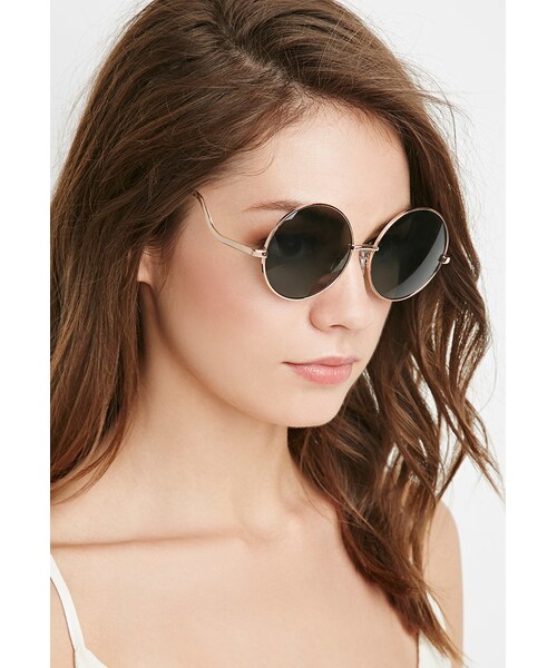 FOREVER 21（フォーエバー トゥエンティーワン）の「FOREVER 21 Round Frame Sunglasses（サングラス・レディース・Gold・One size）」の2枚目の写真