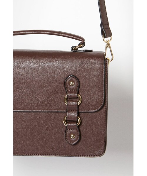 FOREVER 21（フォーエバー トゥエンティーワン）の「FOREVER 21 Faux Leather Messenger Bag（ショルダーバッグ・レディース・Black/Brown・One size）」の8枚目の写真