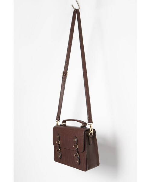 FOREVER 21（フォーエバー トゥエンティーワン）の「FOREVER 21 Faux Leather Messenger Bag（ショルダーバッグ・レディース・Black/Brown・One size）」の4枚目の写真