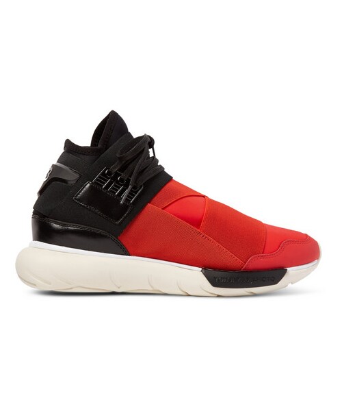 Y-3（ワイスリー）の「Qasa Leather-Trimmed Neoprene High-Top Sneakers（シューズ・メンズ・Red・UK 6 (EU 40)/UK 7 (EU 41)/UK 7.5 (EU 41.5)/UK 8 (EU 42)/UK 8.5 (EU 42.5)/UK 9 (EU 43)/UK 9.5 (EU 43.5)/UK 10 (EU 44)/UK 10.5 (EU 44.5)/UK 11 (EU 45)/UK 12 (EU 46)）」の3枚目の写真
