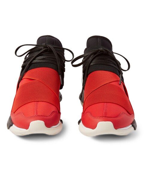Y-3（ワイスリー）の「Qasa Leather-Trimmed Neoprene High-Top Sneakers（シューズ・メンズ・Red・UK 6 (EU 40)/UK 7 (EU 41)/UK 7.5 (EU 41.5)/UK 8 (EU 42)/UK 8.5 (EU 42.5)/UK 9 (EU 43)/UK 9.5 (EU 43.5)/UK 10 (EU 44)/UK 10.5 (EU 44.5)/UK 11 (EU 45)/UK 12 (EU 46)）」の6枚目の写真