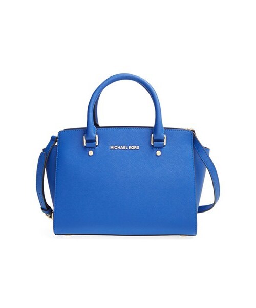 MICHAEL KORS（マイケルコース）の「MICHAEL Michael Kors 'Medium Selma' Zip Top Satchel（ショルダーバッグ・レディース・Orange/Blue/Brown・One Size）」の3枚目の写真