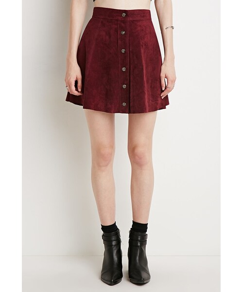 FOREVER 21（フォーエバー トゥエンティーワン）の「FOREVER 21 Buttoned Suede Skirt（スカート・レディース・Red/Black/Brown・X-Small/Small/Medium/Large）」の10枚目の写真