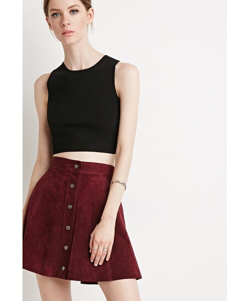 FOREVER 21（フォーエバー トゥエンティーワン）の「FOREVER 21 Buttoned Suede Skirt（スカート・レディース・Red/Black/Brown・X-Small/Small/Medium/Large）」の9枚目の写真
