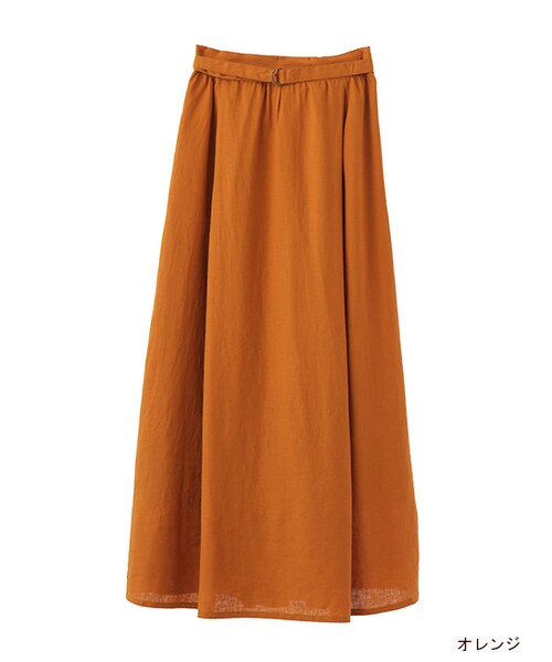 w closet（ダブルクローゼット）の「ベルト付きロングスカート（スカート・レディース・オレンジ/レッド/ブラック・FREE）」の3枚目の写真