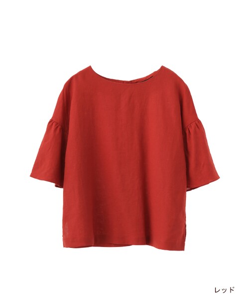 w closet(ダブルクローゼット)の「フレア袖後ろ開きブラウス(トップス・レディース・オレンジ/レッド/ブラック・FREE)」の2枚目の写真