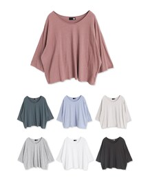 mooncat | 色寬袖短版棉T色(トップス)