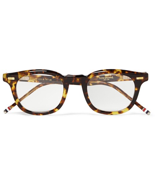 THOM BROWNE（トムブラウン）の「Thom Browne Square-Frame Tortoiseshell Acetate Optical Glasses（メガネ・メンズ・Brown・One Size）」の2枚目の写真
