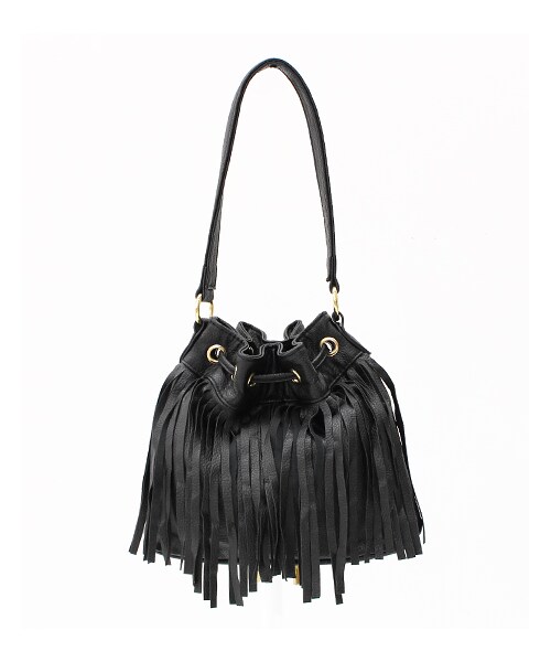 ANAP（アナップ）の「フリンジミニバック（バッグ・レディース・ブラック/ホワイト・one size）」の5枚目の写真