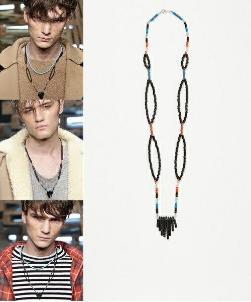 DISCOVERED（ディスカバード）の「DISCOVERED ビーズネックレス（ネックレス・メンズ・ブラック/ライトブルー・FREE）」の4枚目の写真