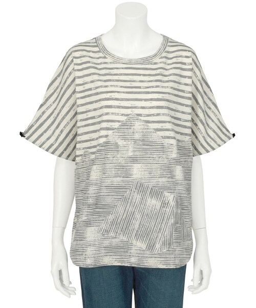 Ne-net（ネネット）の「キャンプボーダー / Tシャツ（トップス・レディース・blue/red/gray・02）」の2枚目の写真