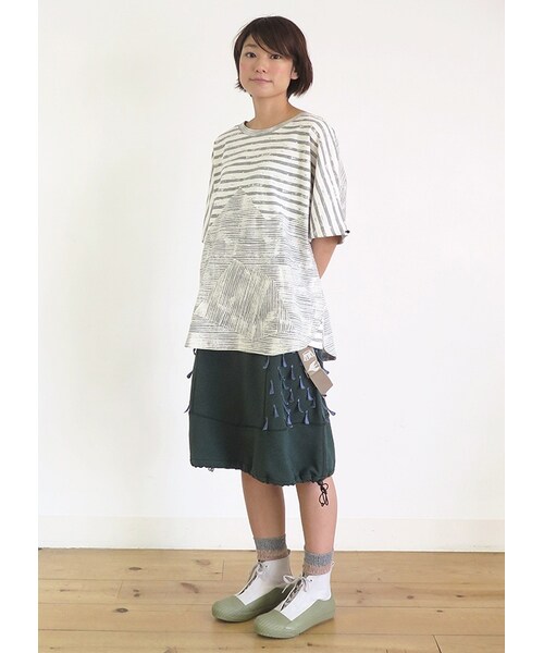 Ne-net（ネネット）の「キャンプボーダー / Tシャツ（トップス・レディース・blue/red/gray・02）」の9枚目の写真