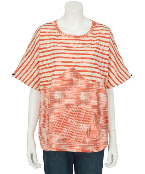 Ne-net（ネネット）の「キャンプボーダー / Tシャツ（トップス・レディース・blue/red/gray・02）」の3枚目の写真