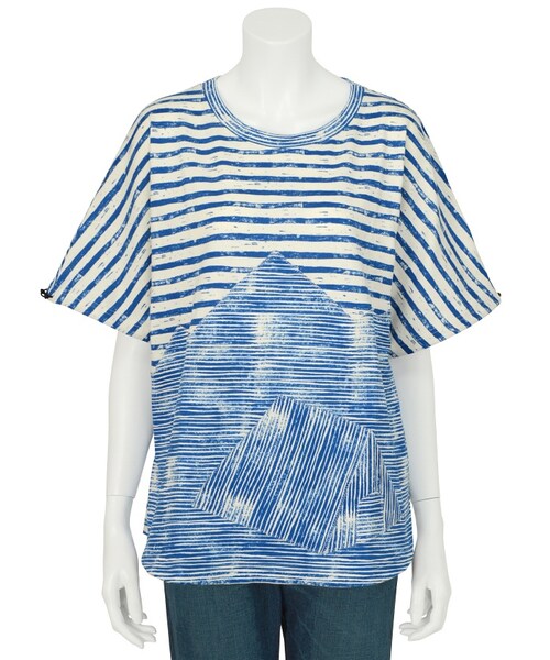 Ne-net（ネネット）の「キャンプボーダー / Tシャツ（トップス・レディース・blue/red/gray・02）」の5枚目の写真