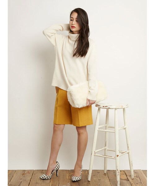 MERCURYDUO（マーキュリーデュオ）の「【GDS】 フェイクファー折り返しクラッチBAG（バッグ・レディース・オフホワイト/ライトグレー/ミントグリーン/キャメル・F(折ってある状態)）」の8枚目の写真