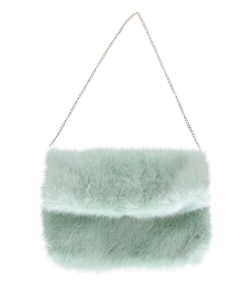 MERCURYDUO（マーキュリーデュオ）の「【GDS】 フェイクファー折り返しクラッチBAG（バッグ・レディース・オフホワイト/ライトグレー/ミントグリーン/キャメル・F(折ってある状態)）」の4枚目の写真