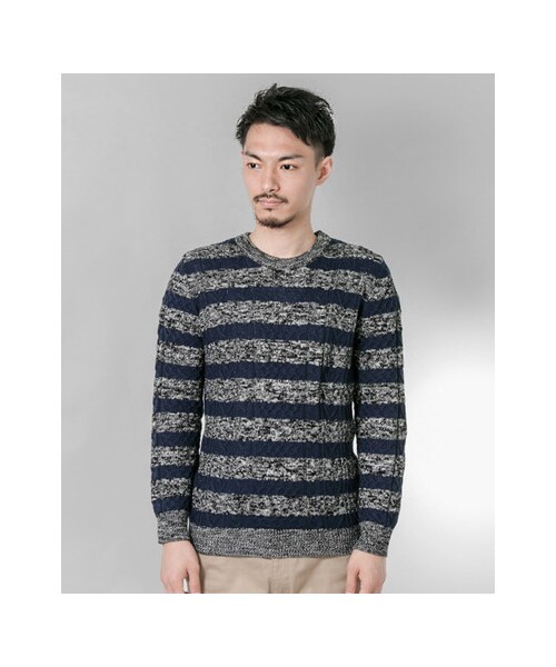 URBAN RESEARCH（アーバンリサーチ）の「ケーブルボーダークルーネック（トップス・メンズ・WHITE/NAVY/WINE・M/L）」の10枚目の写真