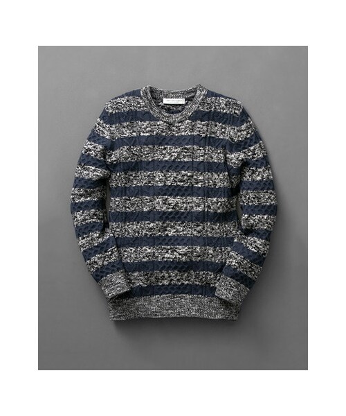URBAN RESEARCH（アーバンリサーチ）の「ケーブルボーダークルーネック（トップス・メンズ・WHITE/NAVY/WINE・M/L）」の2枚目の写真