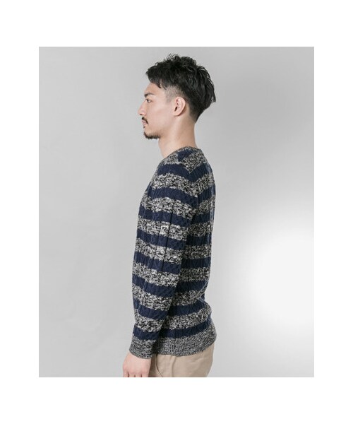 URBAN RESEARCH（アーバンリサーチ）の「ケーブルボーダークルーネック（トップス・メンズ・WHITE/NAVY/WINE・M/L）」の11枚目の写真