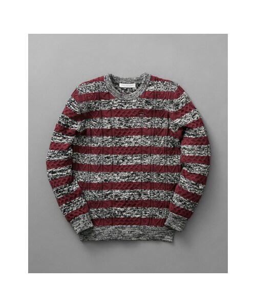 URBAN RESEARCH（アーバンリサーチ）の「ケーブルボーダークルーネック（トップス・メンズ・WHITE/NAVY/WINE・M/L）」の3枚目の写真