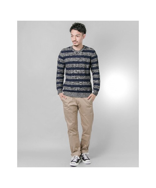 URBAN RESEARCH（アーバンリサーチ）の「ケーブルボーダークルーネック（トップス・メンズ・WHITE/NAVY/WINE・M/L）」の9枚目の写真