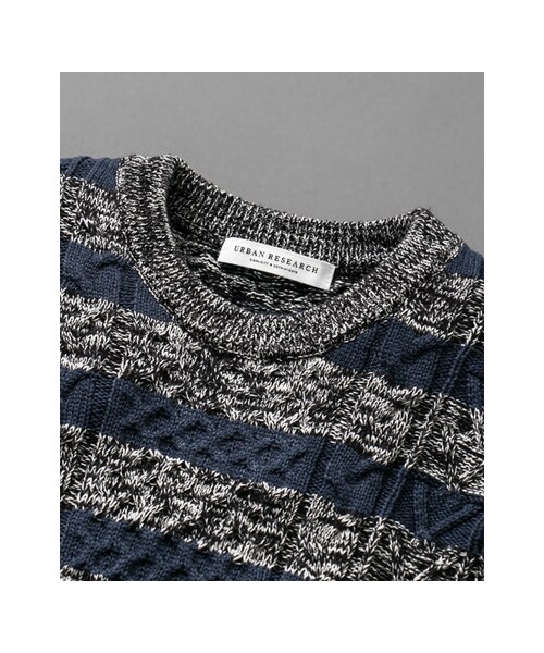 URBAN RESEARCH（アーバンリサーチ）の「ケーブルボーダークルーネック（トップス・メンズ・WHITE/NAVY/WINE・M/L）」の13枚目の写真