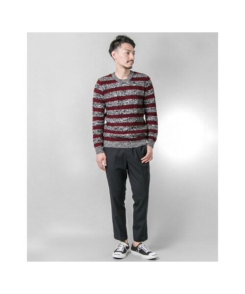 URBAN RESEARCH（アーバンリサーチ）の「ケーブルボーダークルーネック（トップス・メンズ・WHITE/NAVY/WINE・M/L）」の5枚目の写真