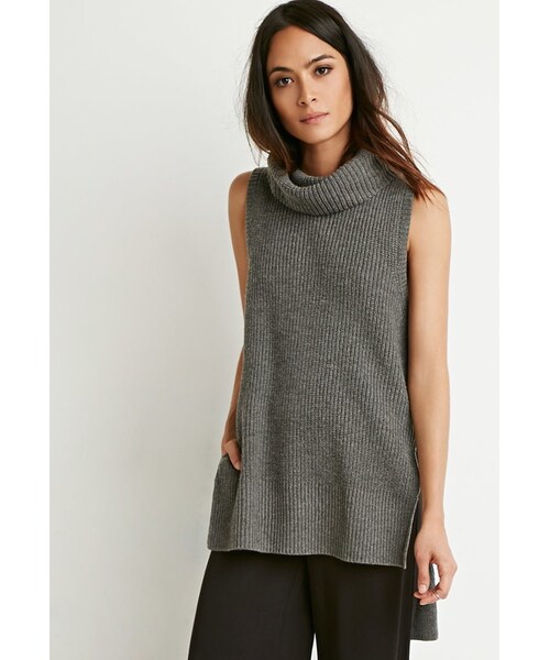 FOREVER 21（フォーエバー トゥエンティーワン）の「FOREVER 21 Side-Slit Turtleneck Top（ニット/セーター・レディース・Gray・Small/Medium/Large）」の2枚目の写真