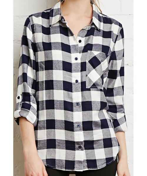 FOREVER 21（フォーエバー トゥエンティーワン）の「FOREVER 21 Gingham Plaid Shirt（シャツ/ブラウス・レディース・Blue・Small/Medium/Large）」の3枚目の写真