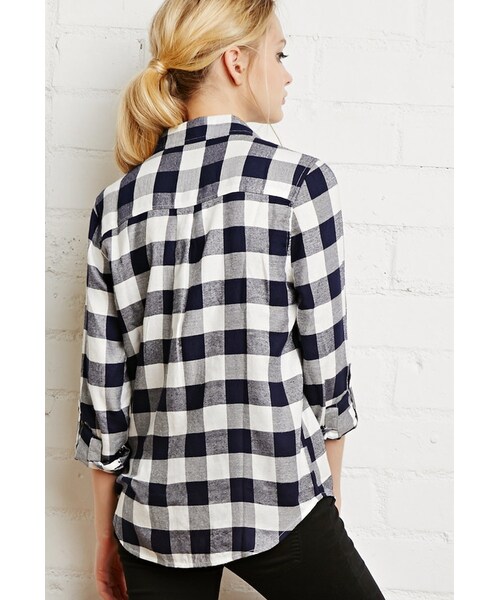 FOREVER 21（フォーエバー トゥエンティーワン）の「FOREVER 21 Gingham Plaid Shirt（シャツ/ブラウス・レディース・Blue・Small/Medium/Large）」の2枚目の写真