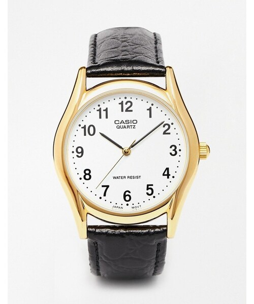 CASIO(カシオ)の「Casio MTP-1154PQ-7BEF Textured Black Leather Watch(アナログ腕時計・レディース・Black・One Size)」の1枚目の写真