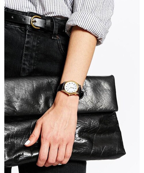 CASIO(カシオ)の「Casio MTP-1154PQ-7BEF Textured Black Leather Watch(アナログ腕時計・レディース・Black・One Size)」の4枚目の写真