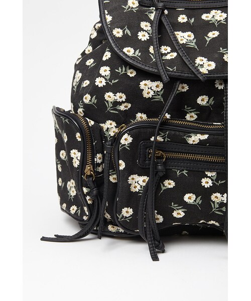 FOREVER 21(フォーエバー トゥエンティーワン)の「FOREVER 21 Floral Canvas Backpack(バックパック/リュック・レディース・Black/Purple・One size)」の8枚目の写真