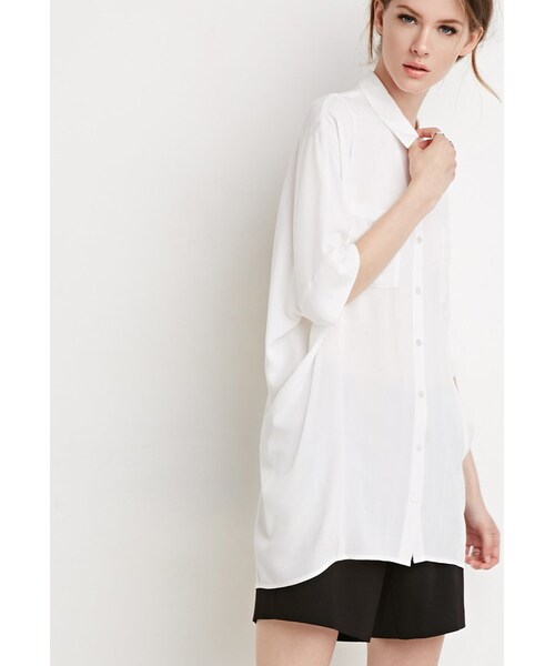 FOREVER 21（フォーエバー トゥエンティーワン）の「FOREVER 21 Oversized Button-Back Shirt（シャツ/ブラウス・レディース・White・X-Small/Small/Medium/Large）」の5枚目の写真