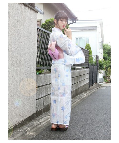 earth music&ecology(アースミュージックアンドエコロジー)の「【Special Price】【WEB限定アイテム】さくらストライプ浴衣(水着/着物・浴衣・ピンク/ブルー・F)」の4枚目の写真