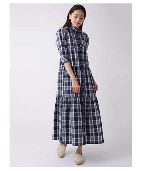 Green Parks fuuwa(グリーンパークスフーワ)の「・Aチェックマキシワンピース(ワンピース/ドレス・ブラック/レッド/ネイビー・F)」の3枚目の写真