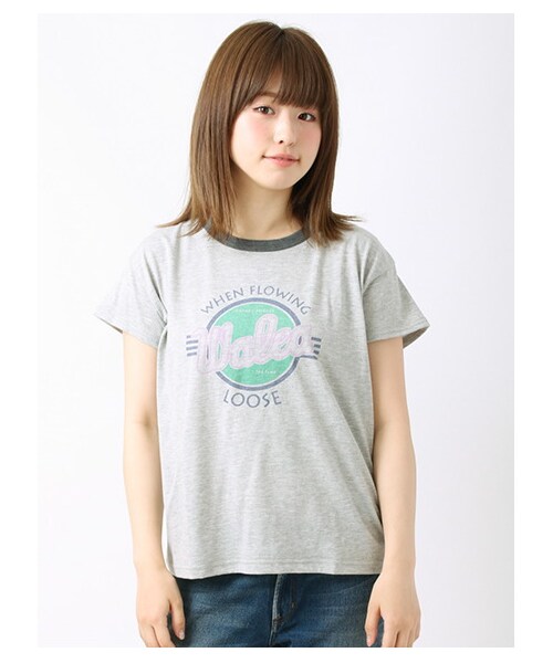 ehka sopo(エヘカソポ)の「天竺ロゴプリントTシャツ 1203001-22-13-11(トップス・オフホワイト/グレー/ブルー・M)」の4枚目の写真