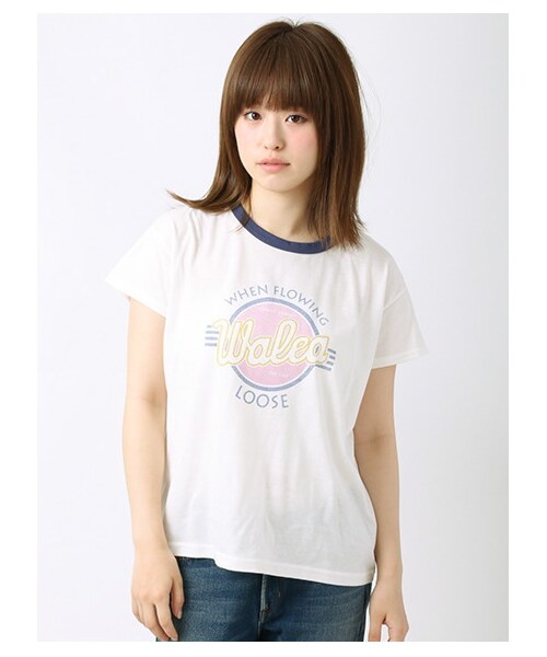 ehka sopo(エヘカソポ)の「天竺ロゴプリントTシャツ 1203001-22-13-11(トップス・オフホワイト/グレー/ブルー・M)」の1枚目の写真