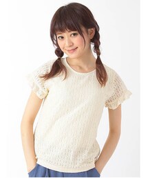 ehka sopo | ラッセルレースフリル袖プルオーバー 1203058-22-13-11(トップス)