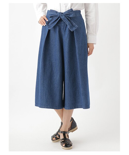 E hyphen world gallery（イーハイフンワールドギャラリー）の「【Special Price】・ラップクロップドデニムワイドパンツ（パンツ・インディゴ/ライトインディゴ・F）」の2枚目の写真