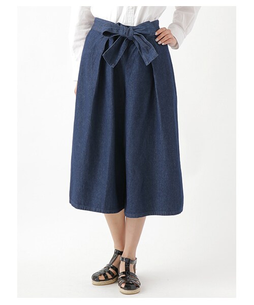 E hyphen world gallery（イーハイフンワールドギャラリー）の「【Special Price】・ラップクロップドデニムワイドパンツ（パンツ・インディゴ/ライトインディゴ・F）」の3枚目の写真