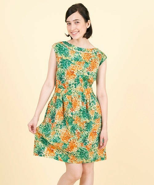 エリオポール　リバティプリントのワンピース LIBERTY TANALAWN PRINT SHIRT OP｜HELIOPOLE｜HÉLIOPÔLE