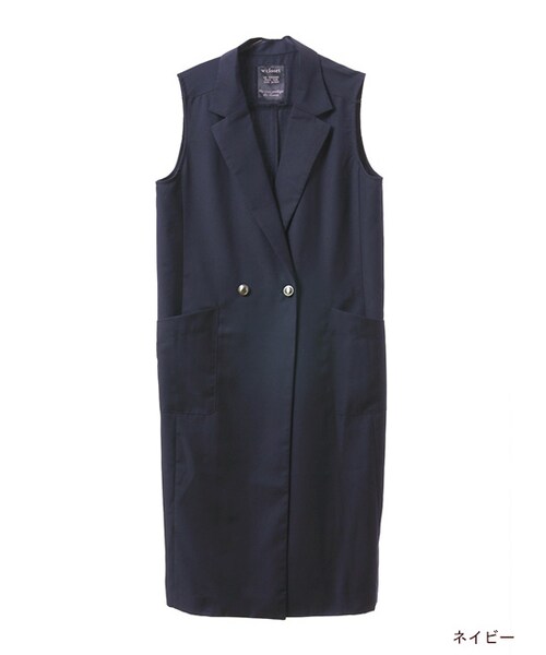 w closet（ダブルクローゼット）の「ツイルテーラードベスト（その他・レディース・ベージュ/ネイビー・FREE）」の2枚目の写真