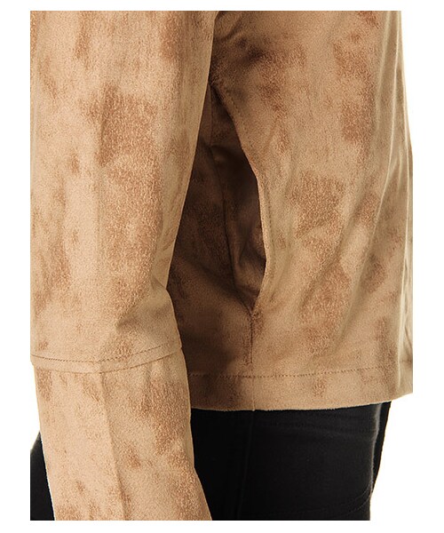 SPIRALGIRL（スパイラルガール）の「ノーカラーレザーライクジャケット（ジャケット/アウター・レディース・ベージュ/ブラック/カーキ/ライトグレー・F）」の9枚目の写真