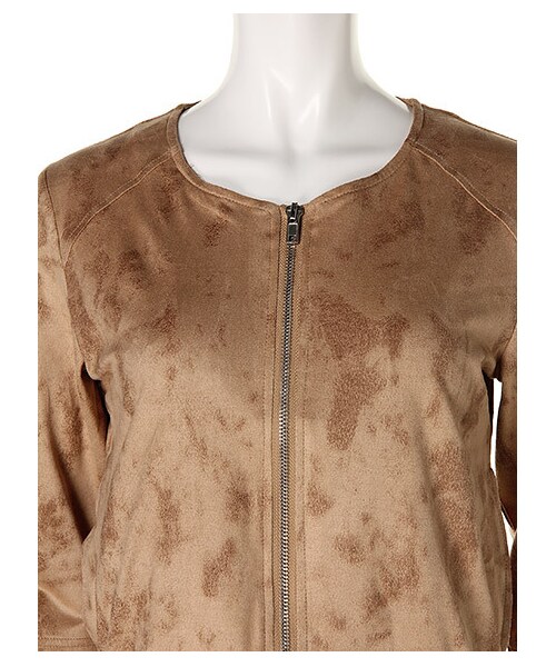 SPIRALGIRL（スパイラルガール）の「ノーカラーレザーライクジャケット（ジャケット/アウター・レディース・ベージュ/ブラック/カーキ/ライトグレー・F）」の8枚目の写真