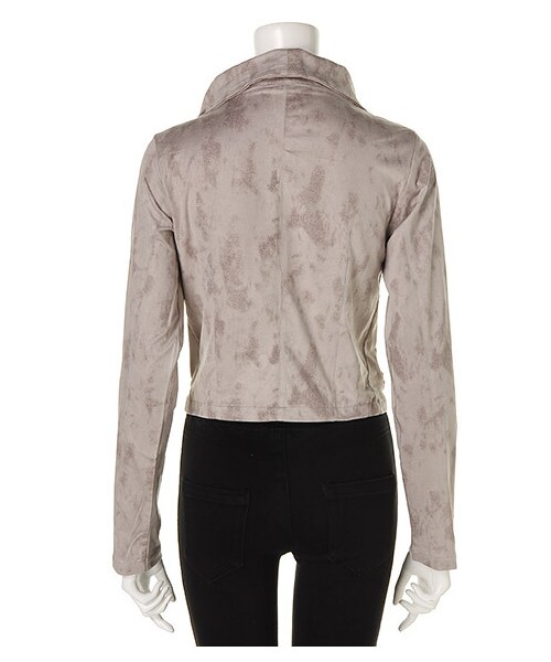 SPIRALGIRL（スパイラルガール）の「レザーライクジャケット（ジャケット/アウター・レディース・ベージュ/ブラック/カーキ/ライトグレー・F）」の6枚目の写真