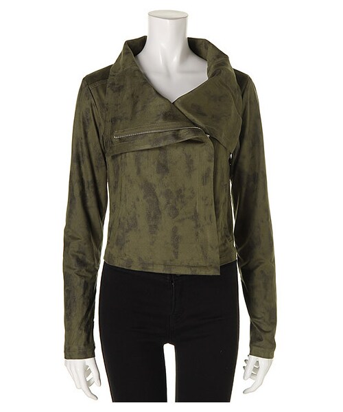 SPIRALGIRL（スパイラルガール）の「レザーライクジャケット（ジャケット/アウター・レディース・ベージュ/ブラック/カーキ/ライトグレー・F）」の4枚目の写真