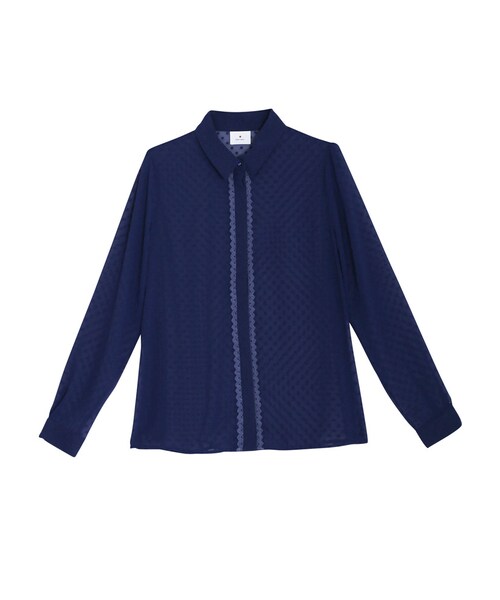 merry jenny（メリージェニー）の「スカラップレースブラウス（トップス・レディース・オフホワイト/ネイビー）」の2枚目の写真