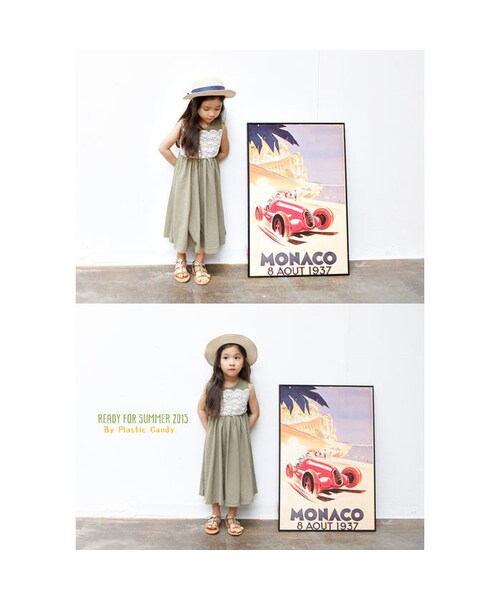no brand(ノーブランド)の「*ラスト1*最新作*PLASTIC CANDY レースマキシワンピース カーキ《90》(ワンピース・キッズ・その他)」の5枚目の写真